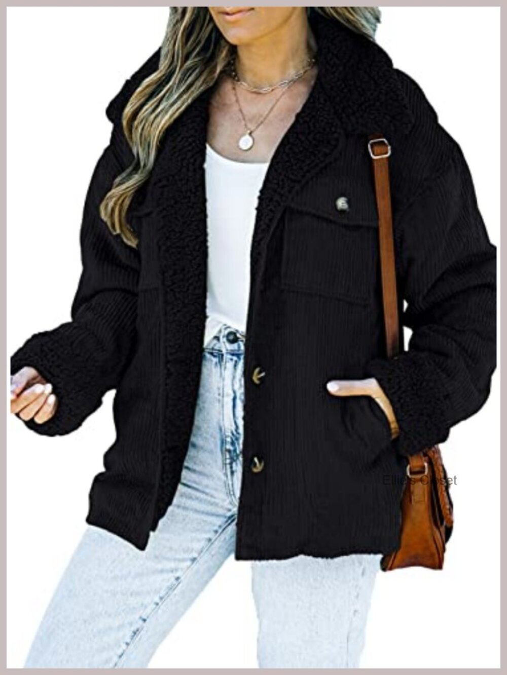 Corduroy Sherpa Lined Boyfriend Jacket Fleece Winter Coat